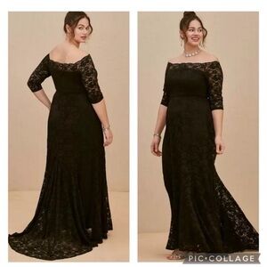 NEW $150 Torrid Black Lace Off Shoulder Full Length Gown Maxi Dress Plus Size 30